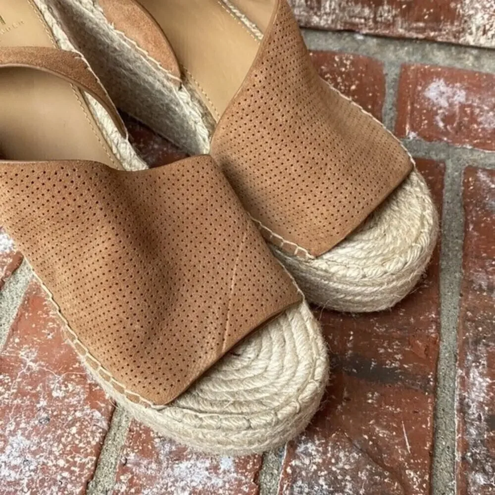 MARC FISHER Andela Women's Size 10 Brown Espadrille Platform Wedge Sandals NWOT